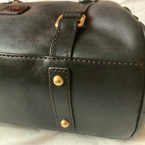 Dooney Bourke All Black Florentine Leather Small Buckle Satchel Bag - Picture 7 of 15